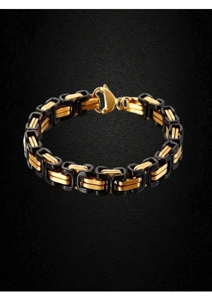 Çelik Takı Seti Bileklik Kolye Kral Zincir Model 0.5 mm 21-55 cm Bizans Bağlantı Altın Sarısı Siyah Black modelleri