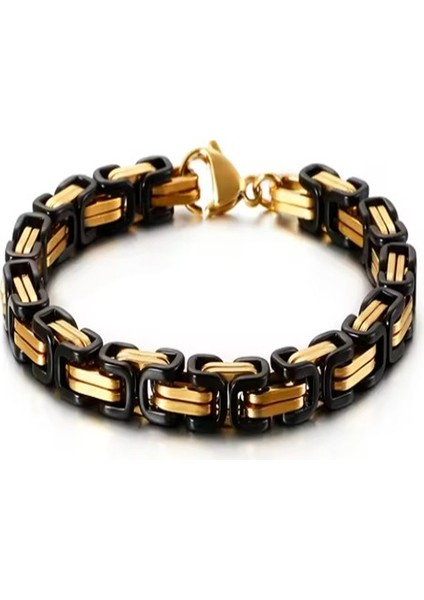 Çelik Takı Seti Bileklik Kolye Kral Zincir Model 0.5 mm 21-55 cm Bizans Bağlantı Altın Sarısı Siyah Black indirimleri