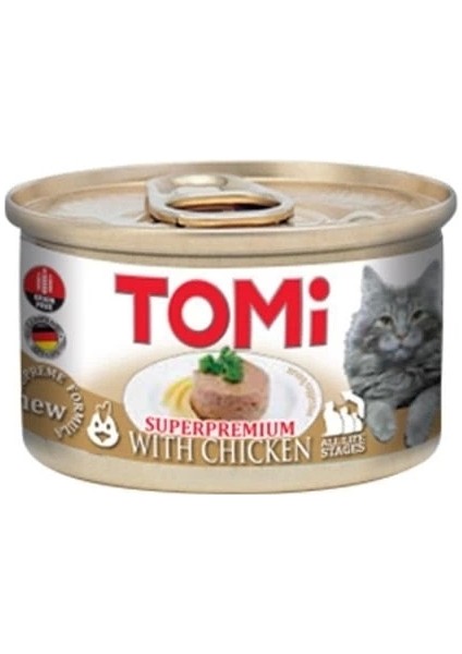 Tomi Kıyılmış Tavuklu Tahılsız Yetişkin Konserve Kedi Maması 85 gr