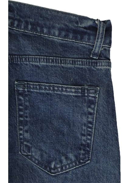 Fistan Store Kadın Koyu Mavi Yüksek Bel Rahat Kesim Ispanyol Paça Jean Pantolon