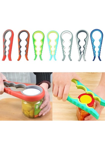 4 Fonksiyonlu Plastik -Silikon Şişe Kavanoz Kapağı Açma Aparatı