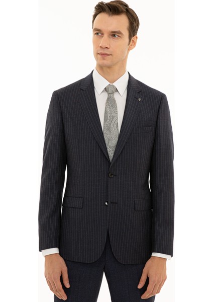 Erkek İndigo Slim Fit Yün Ceket 50230576-VR028