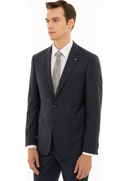 Erkek İndigo Slim Fit Yün Ceket 50230576-VR028