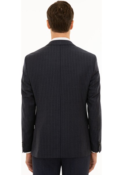 Erkek İndigo Slim Fit Yün Ceket 50230576-VR028