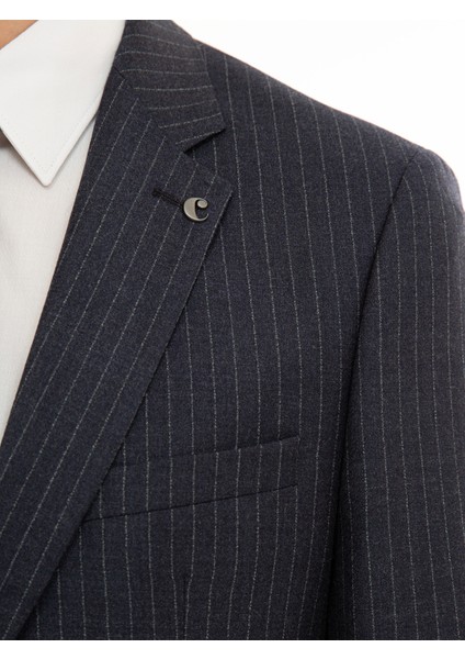 Erkek İndigo Slim Fit Yün Ceket 50230576-VR028