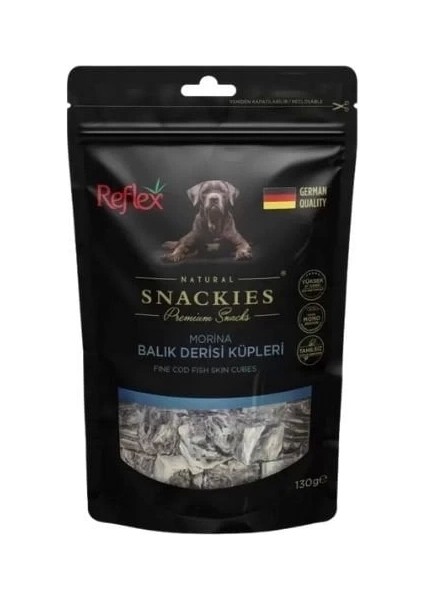 Reflex Snackies Natural Morina Balık Derisi Küpleri Tahılsız Köpek Ödül Maması 130 gr