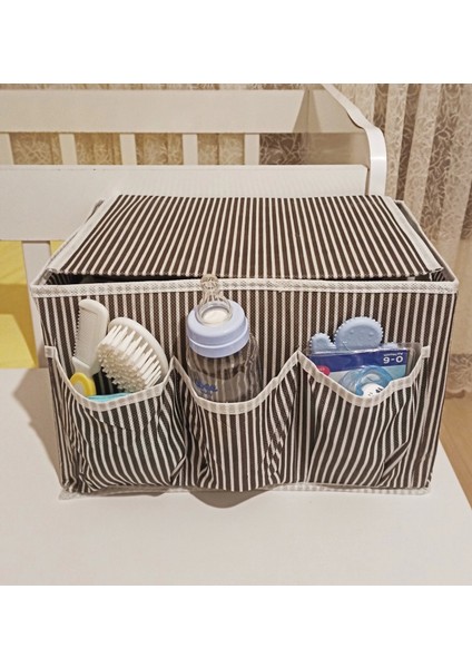 Tutturma Aparatlı Bebek Beşik Başucu Düzenleyici Kapaklı 5 Bölmeli Organizer