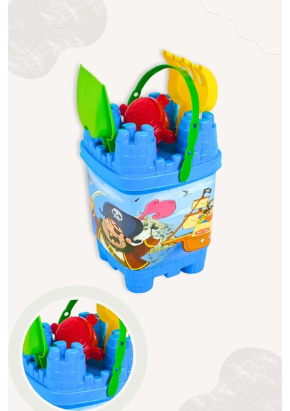 Korsan Kale Kova Yaz Plaj Seti Kova, Kürek, Tırmık, 1 Kum Kalıbı Karışık Renkli