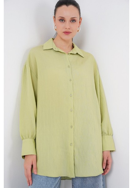 Çizgili Uzun Gömlek Tunik 5963 - E.yeşil