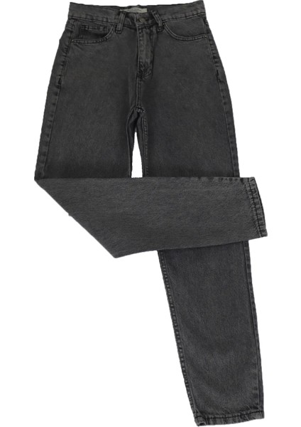 Fistan Store Kadın Gri Yüksek Bel Rahat Kesim Boru Paça Boyfriend Jean Pantolon
