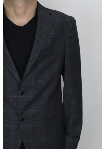 Fistan Store Erkek Kahverengi Kareli Klasik Kesim Normal Kalıp Çift Düğme Büyük Beden Blazer Ceket fiyatları