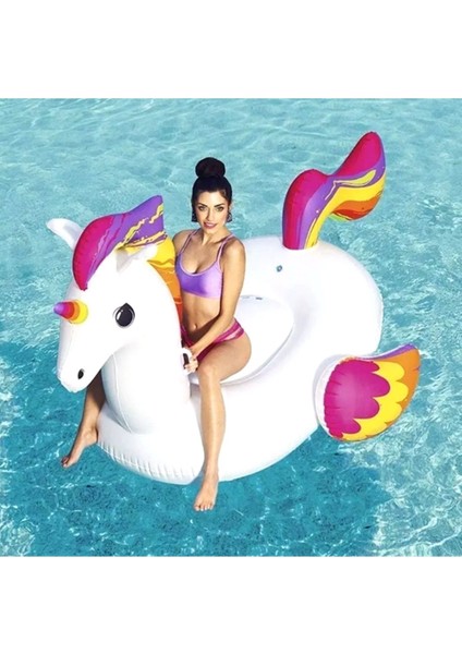 Unicorn Binici Şişme Bot - Unicorn Binici Bot -Şişme Tek Boynuzlu At-Havuz Unicorn Şişme 224X164 cm fırsatları