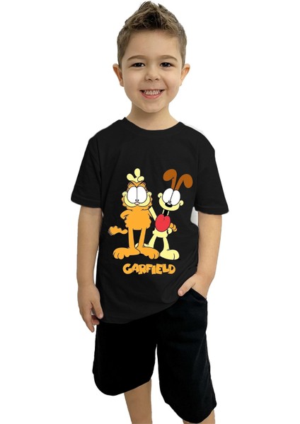 Garfield Baskılı Çocuk Tişört ve Şort Takımı | %100 Pamuk, Şık ve Rahat