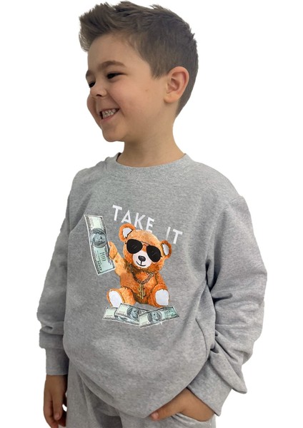 Take It Bear Baskılı Alt Üst Mevsimlik Takım - Erkek Çocuk Için şık ve rahat modelleri