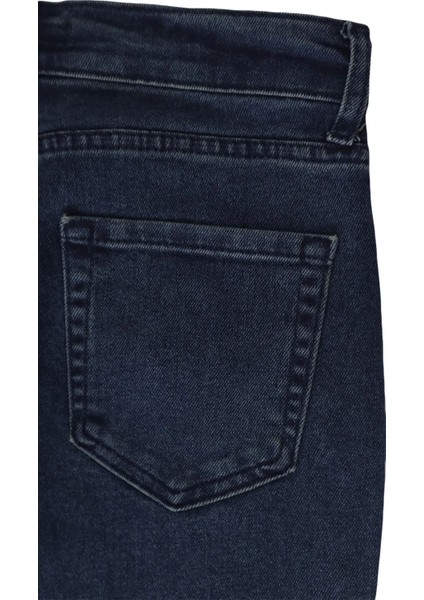 Fistan Store Kadın Lacivert Yüksek Bel Rahat Kesim Boru Paça Boyfriend Jean Pantolon indirimleri