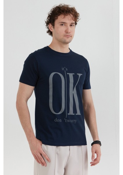 It`s Ok Baskılı Bisiklet Yaka Tişört