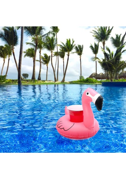 Pembe ve Gold Flamingo Şişme Bardak Tutucu Havuz Partisi Şişme Bardaklık 2'li Set