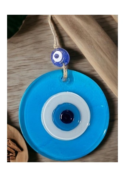 Şeffaf Mavi Nazar Boncuklu Duvar Süsü 10 cm Cam Duvar Dekoru indirimleri