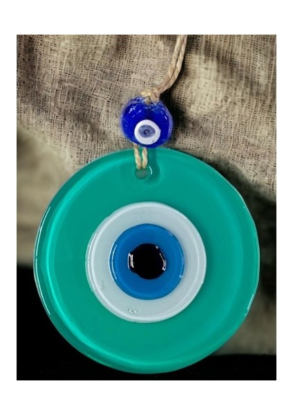 Yeşil Nazar Boncuklu Duvar Süsü 10 cm Cam Duvar Dekoru