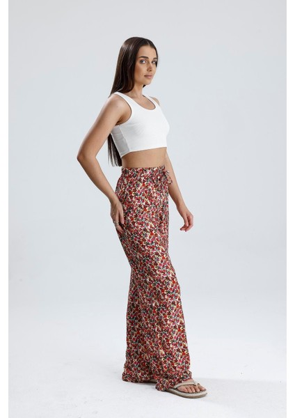 Çiçek Desenli Pantolon - Fuşya modelleri