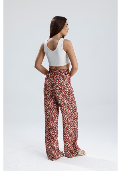 Çiçek Desenli Pantolon - Fuşya fırsatları