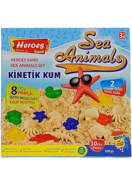 KUM-040 500GR Heroes Kinetik Kum Deniz Hayvanlı Kalıplı Set