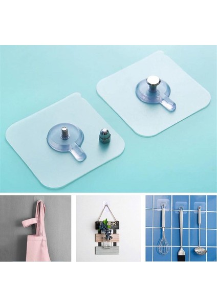 3 Lü Yapışkanlı Mutfak Banyo Raf Tutucu Askı Pin Çerçeve Çok Amaçlı Askısı