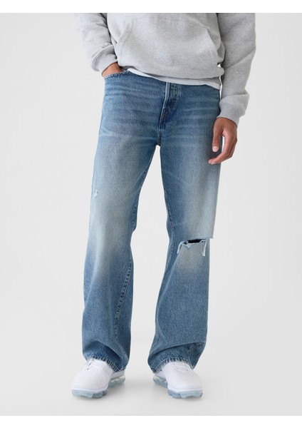 Erkek Mavi %100 Organik Pamuk '90s Loose Washwell Jean Pantolon