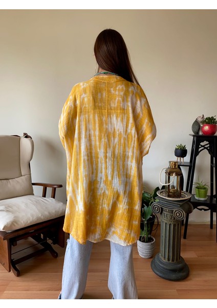 Batik Desen Oversize Ithal Keten Gömlek