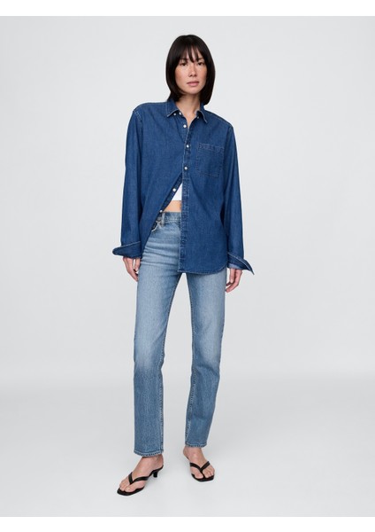 Kadın MEDIUM INDIGO 15 90s Straight Washwell™ Jean Pantolon