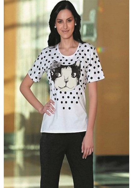 Berrak Kedi Baskılı Bayan Kaprili Takım 2465 fiyatları