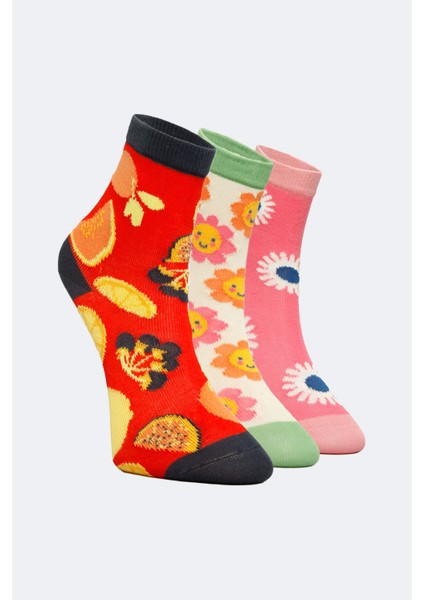 3'lü Kız Çocuk Meyve ve Çiçek Desenli çorap fiyatları