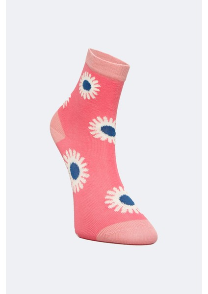 3'lü Kız Çocuk Meyve ve Çiçek Desenli çorap