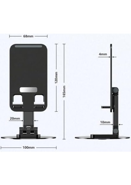 ve Cep Telefonu Standı Masaüstü Telefon Tutucu, 360 Derece Döner Ayarlanabilir Masaüstü Çok Amaçlı Telefon Dock Tutucu Siyah (360AURIS)