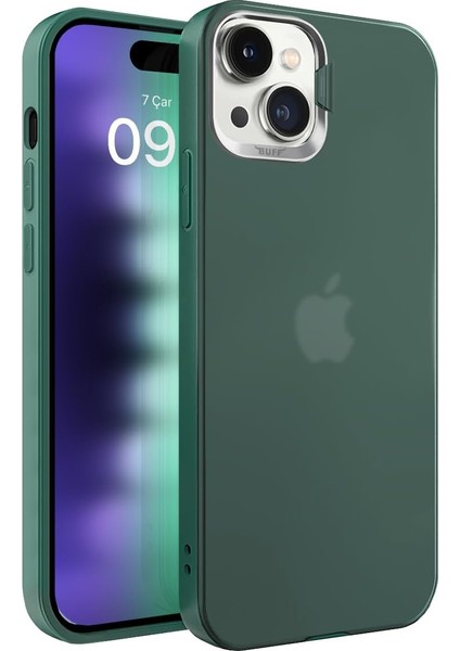 Labs Buff iPhone 15 Plus ile Uyumlu New Corner Kamera Kapaklı Standlı Kılıf (Yeşil)