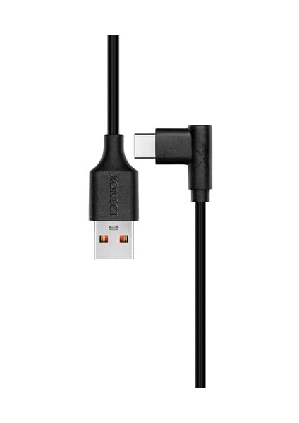 USB To Type-C Uyumlu iPhone ve Samsung Modelleri Için Hızlı Şarj ve Data Kablosu 100 cm L Tipi Gaming (Siyah)