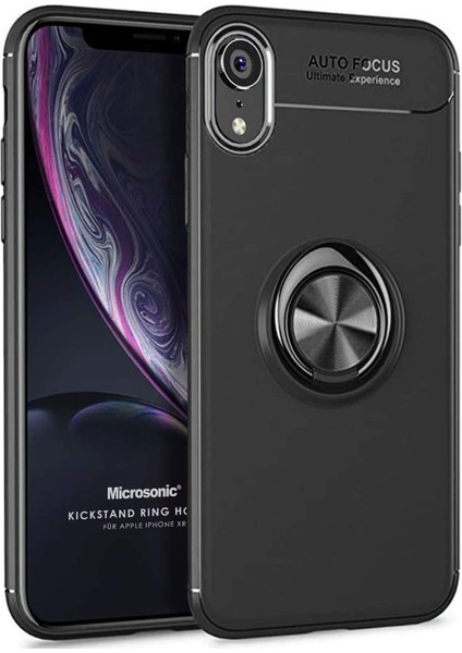 Apple iPhone Xr Için Kılıf Kickstand Ring Holder Siyah [iphone Xr ile Uyumlu Kılıf - Siyah]