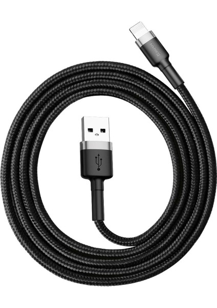 Cafule Serisi, 2.4 A Usb-A & Lightning Şarj Kablosu & Data Aktarım Kablosu, 1 Metre, Gri - Siyah