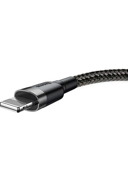 Cafule Serisi, 2.4 A Usb-A & Lightning Şarj Kablosu & Data Aktarım Kablosu, 1 Metre, Gri - Siyah