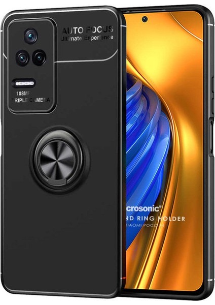 Xiaomi Poco F4 Için Kılıf Kickstand Ring Holder Siyah [poco F4 ile Uyumlu Kılıf - Siyah]