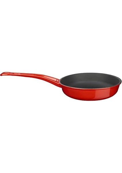 Metal Döküm Kızartma Tavası, Metal Saplı, 24 Cm, Kırmızı