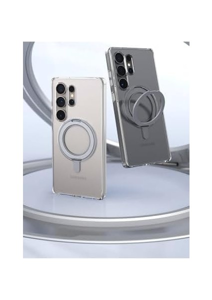 Galaxy S25 Ultra Uyumlu 360 Rotatable Manyetik Standlı Şeffaf Telefon Kılıfı modelleri