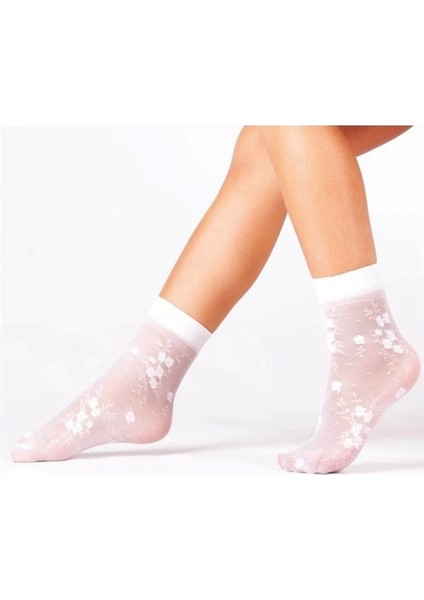 Daymod Kadın Desenli Soket Beyaz