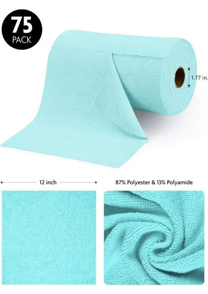 Çok Amaçlı Rulo Mikrofiber Temizlik Bezi 30X30 75 Yapraklı Mavi