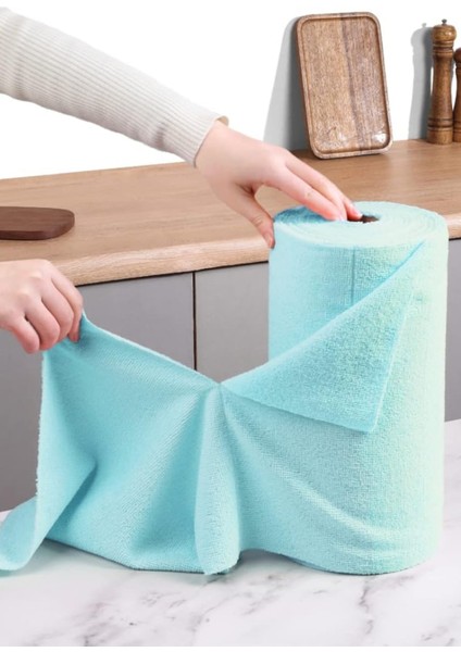 Çok Amaçlı Rulo Mikrofiber Temizlik Bezi 30X30 75 Yapraklı Mavi