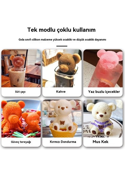 Sevimli Üç Boyutlu Silikon Ayı Buz Küpü Kalıp (Yurt Dışından) modelleri