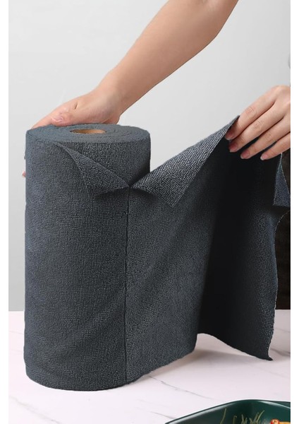Çok Amaçlı Rulo Mikrofiber Temizlik Bezi 30X30 75 Yapraklı Koyu Gri