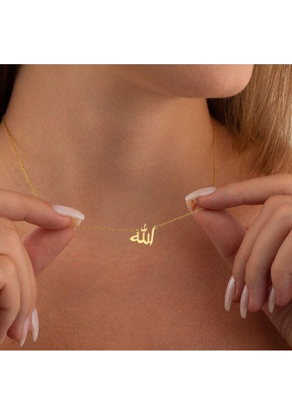 Allah Yazılı 14 Ayar Altın Kolye