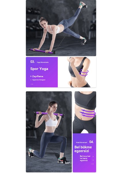 Çok Fonksiyonlu Pilates Çubuğu Yoga Germe Çubuğu Fitness Çubuğu (Yurt Dışından)