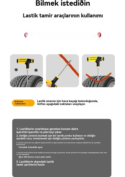 Otomobil Motosiklet Elektrikli Araç 8 Parça Vakum Lastik Tamir Aracı (Yurt Dışından)